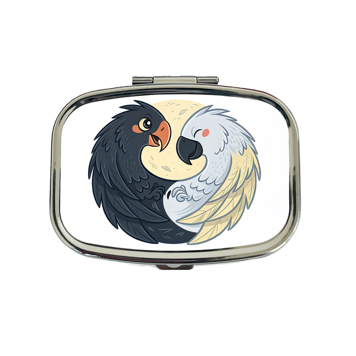 Two Parrots Yin Yang Travel Pill Box Case