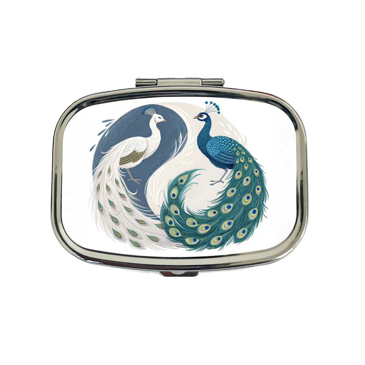 Two Peacocks Yin Yang Travel Pill Box Case