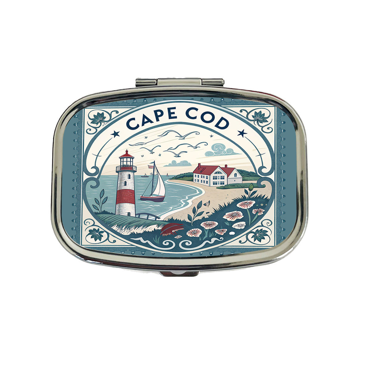 Cape Cod, Massachusetts MA Travel City State Stamp Travel Pill Box Case