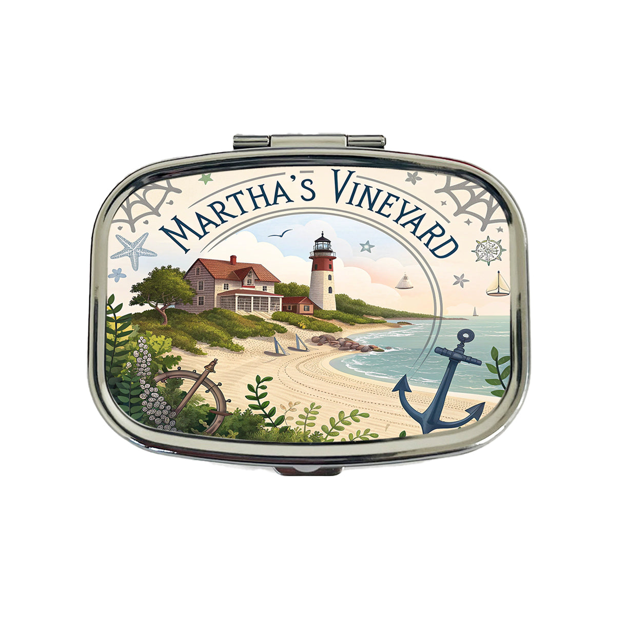 Martha's Vineyard, Massachusetts MA Travel City State Stamp Travel Pill Box Case