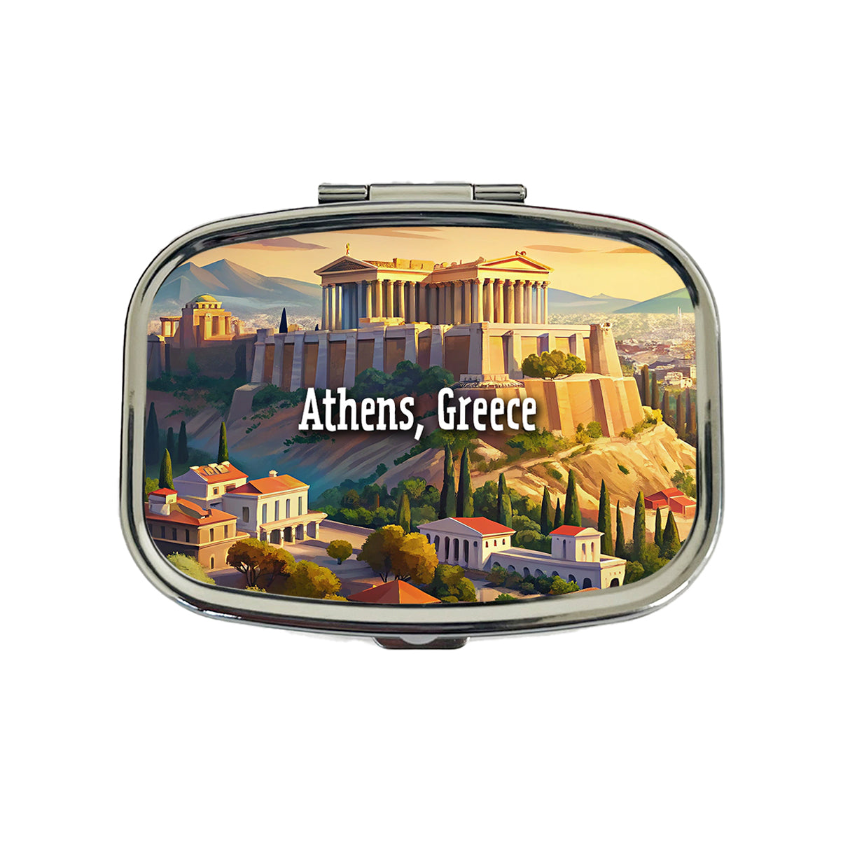 Athens, Greece Travel City Country Stamp Travel Pill Box Case