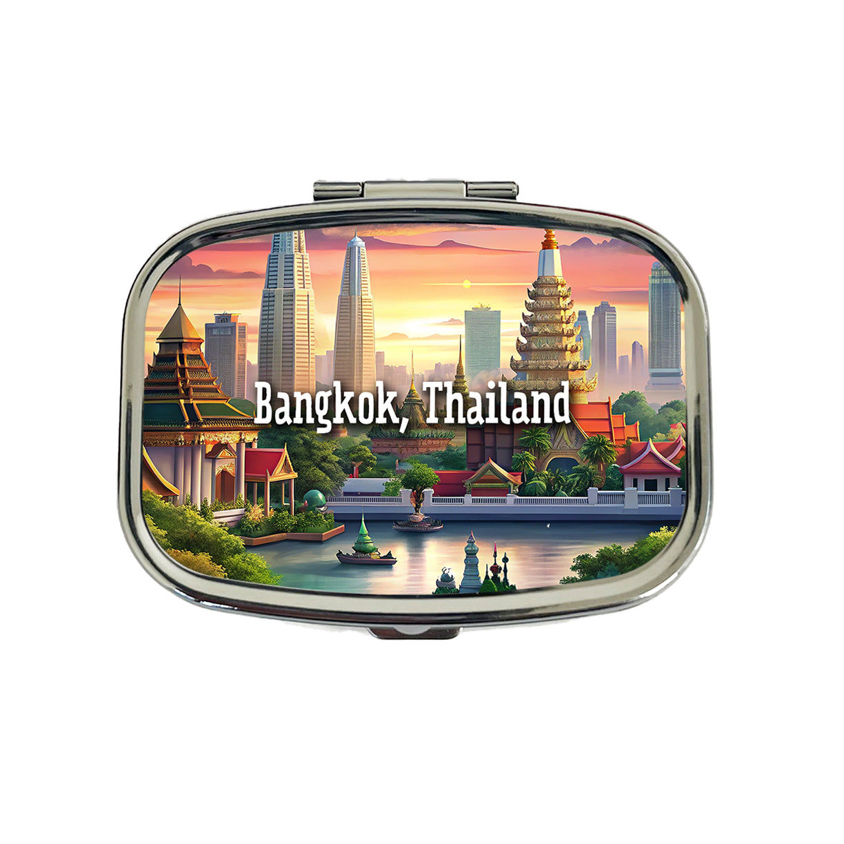 Bangkok, Thailand Travel City Country Stamp Travel Pill Box Case