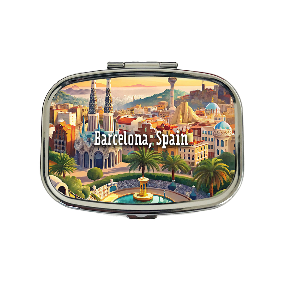 Barcelona, Spain Travel City Country Stamp Travel Pill Box Case