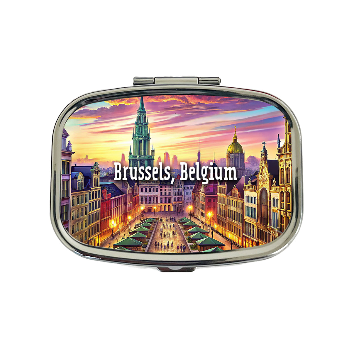 Brussels, Belgium Travel City Country Stamp Travel Pill Box Case