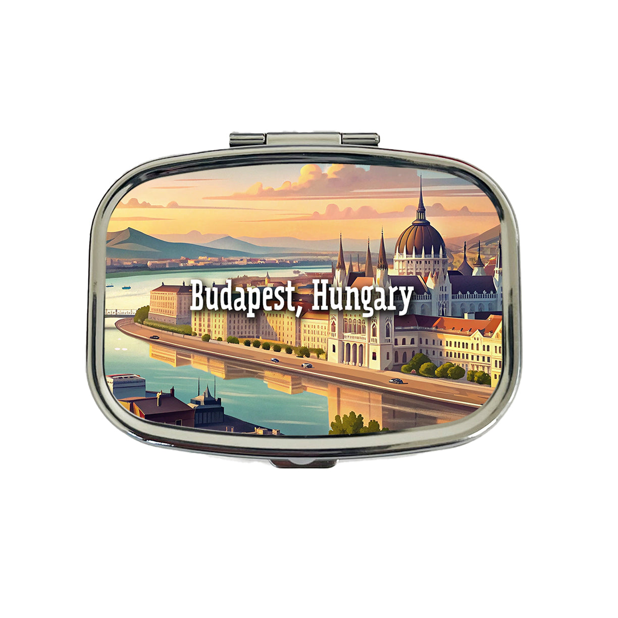 Budapest, Hungary Travel City Country Stamp Travel Pill Box Case