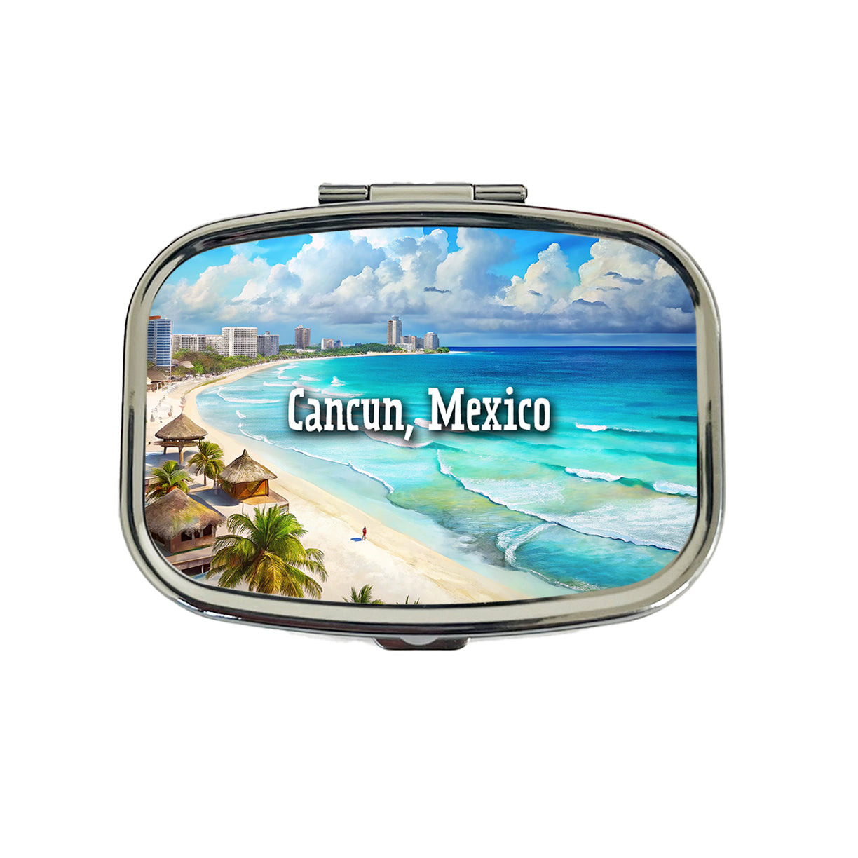 Cancun, Mexico Travel City Country Stamp Travel Pill Box Case