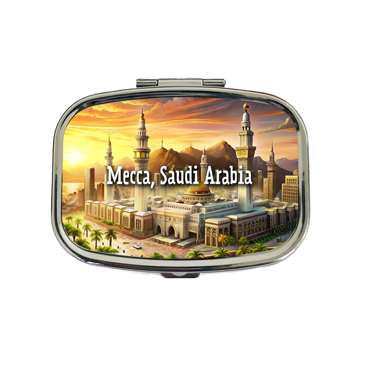 Mecca, Saudi Arabia Travel City Country Stamp Travel Pill Box Case