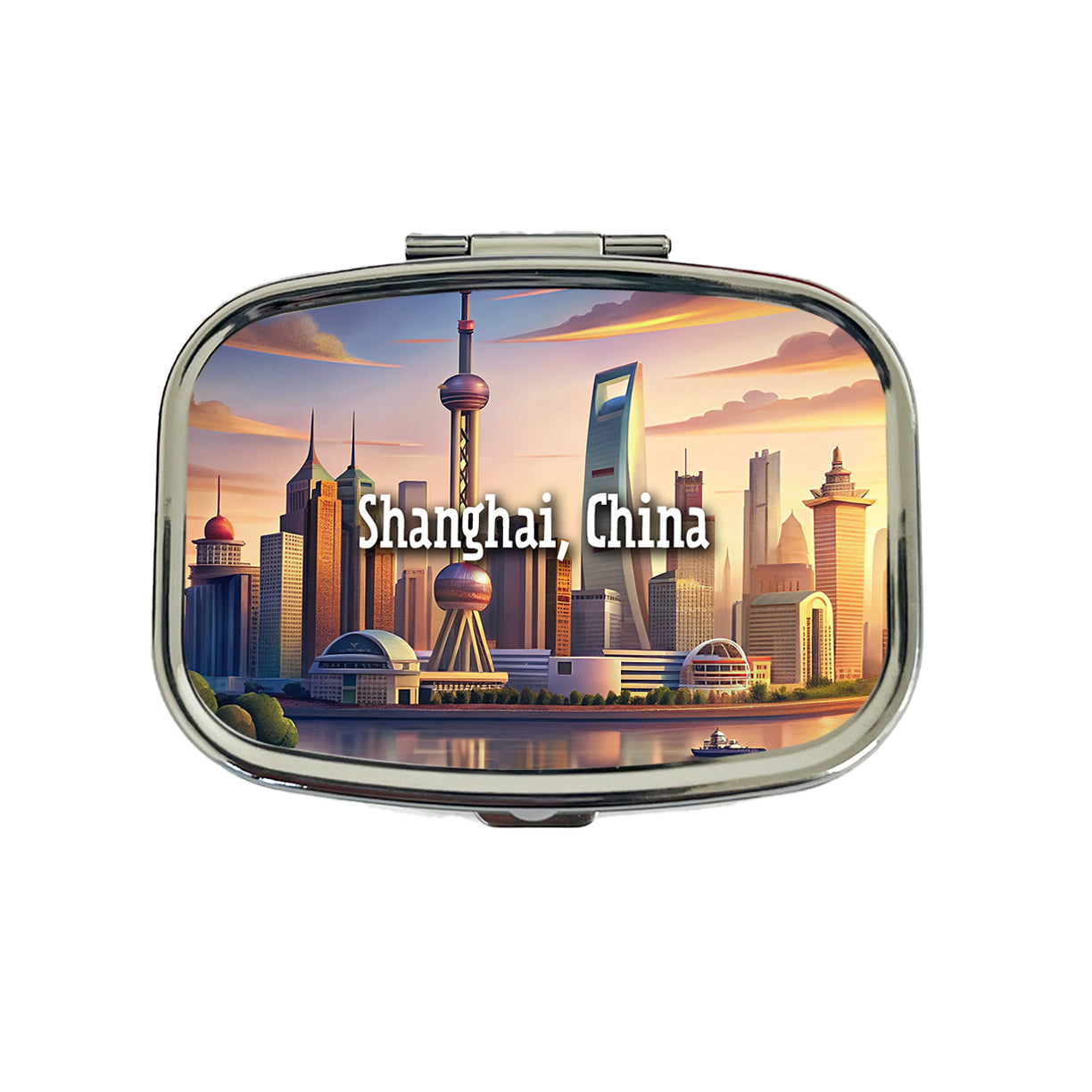 Shanghai, China Travel City Country Stamp Travel Pill Box Case