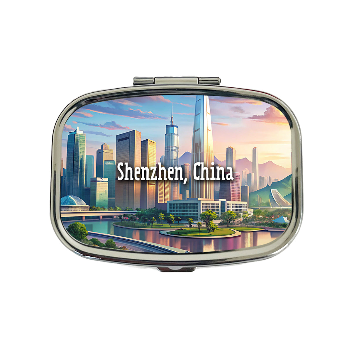 Shenzhen, China Travel City Country Stamp Travel Pill Box Case