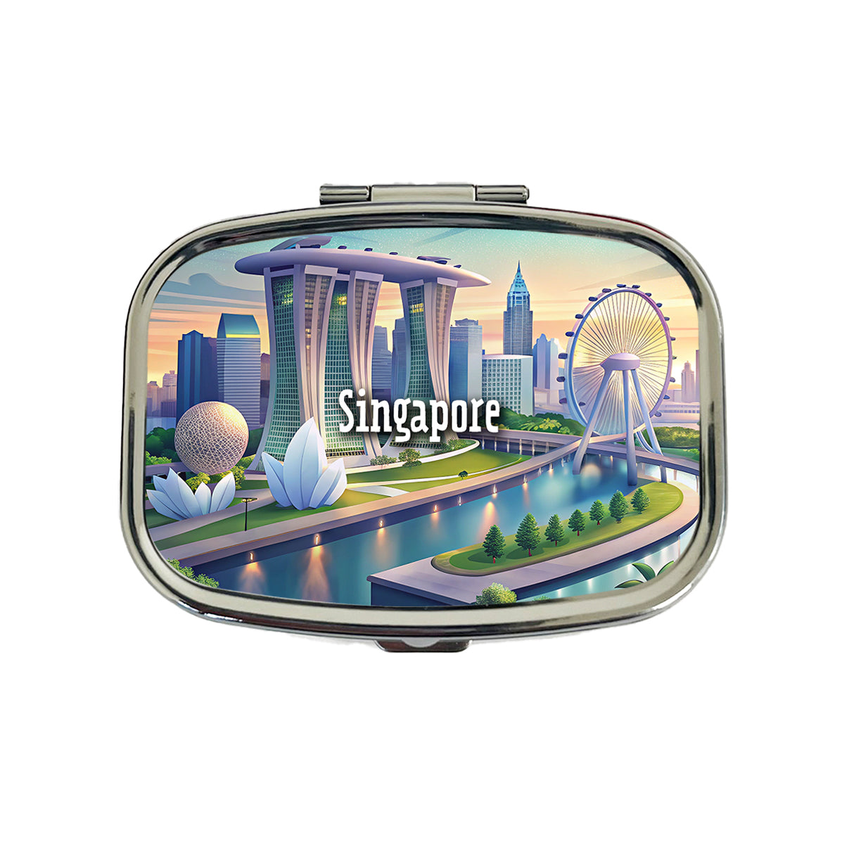Singapore Travel City Country Stamp Travel Pill Box Case