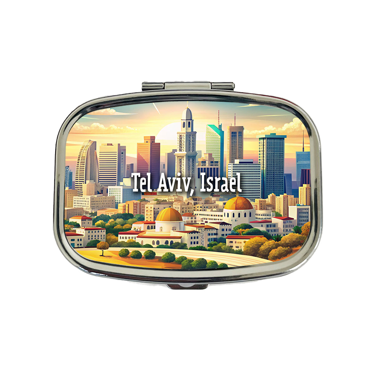 Tel Aviv, Israel Travel City Country Stamp Travel Pill Box Case