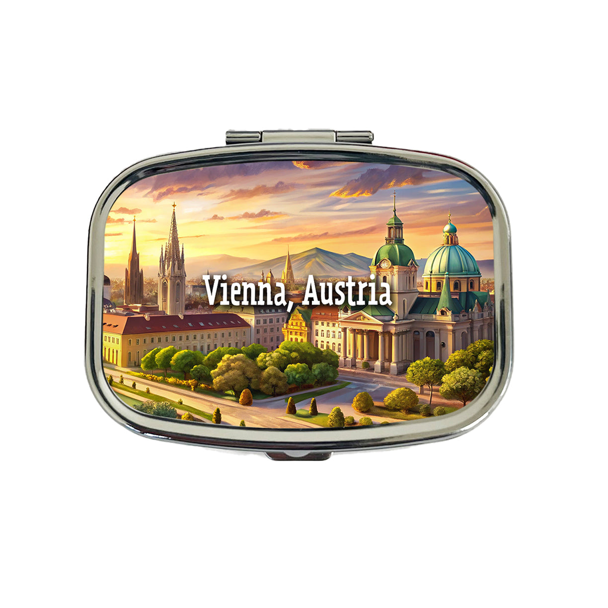 Vienna, Austria Travel City Country Stamp Travel Pill Box Case