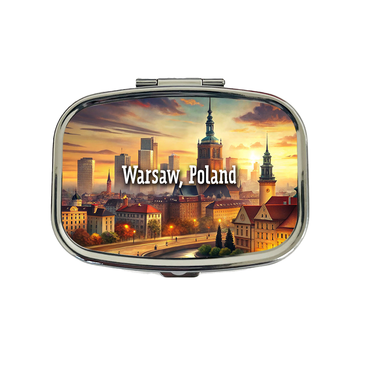 Warsaw, Poland Travel City Country Stamp Travel Pill Box Case