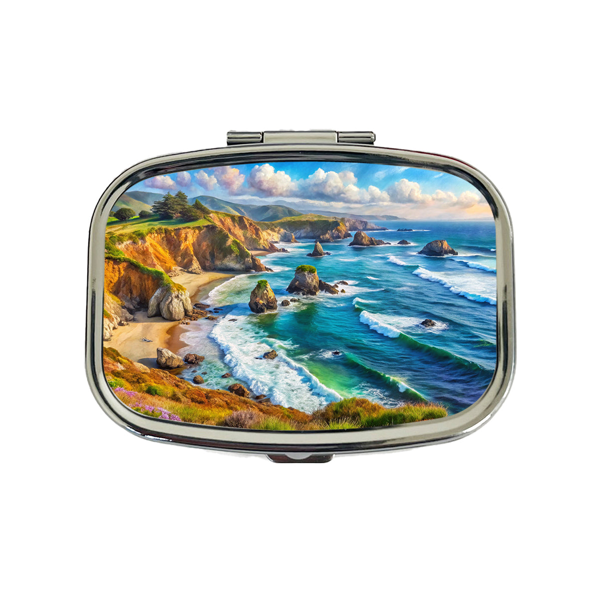 California Coastal National Monument California Watercolor Style Travel Pill Box Case