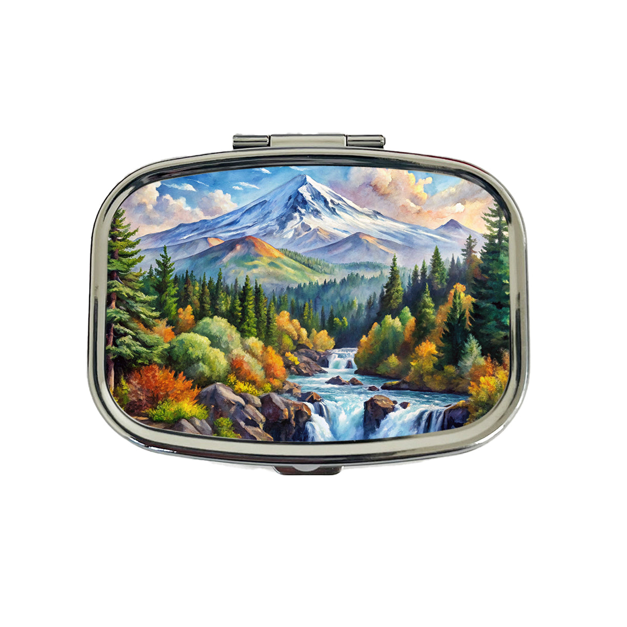 Cascade - Siskiyou National Monument California, Oregon Watercolor Style Travel Pill Box Case