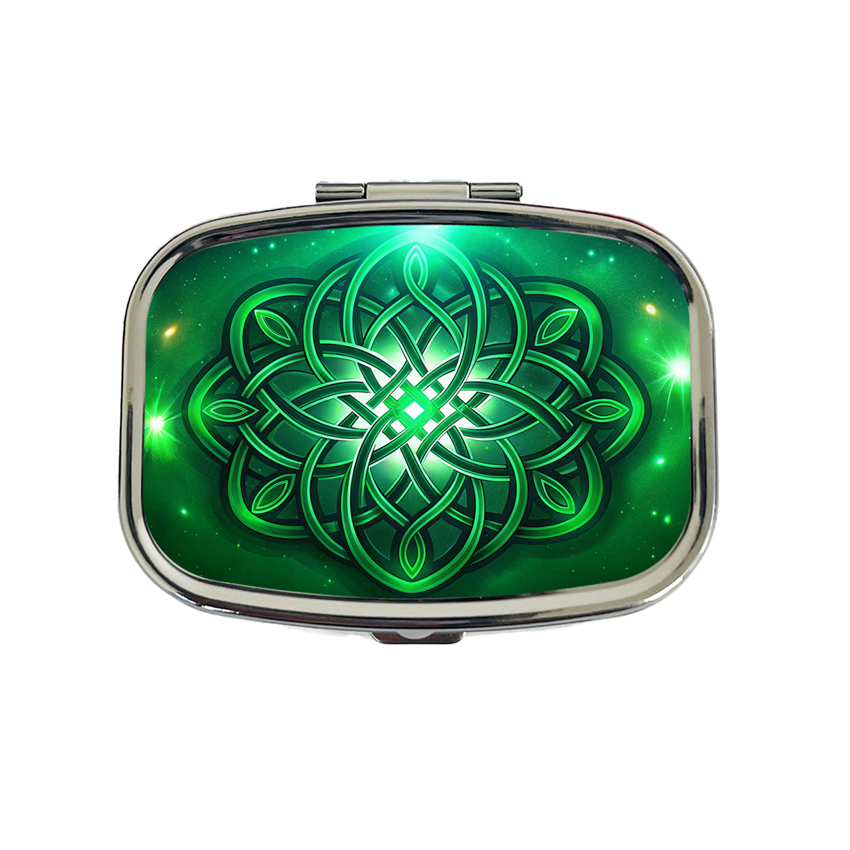 Celtic Knot Irish Eternity Love Green Travel Pill Box Case