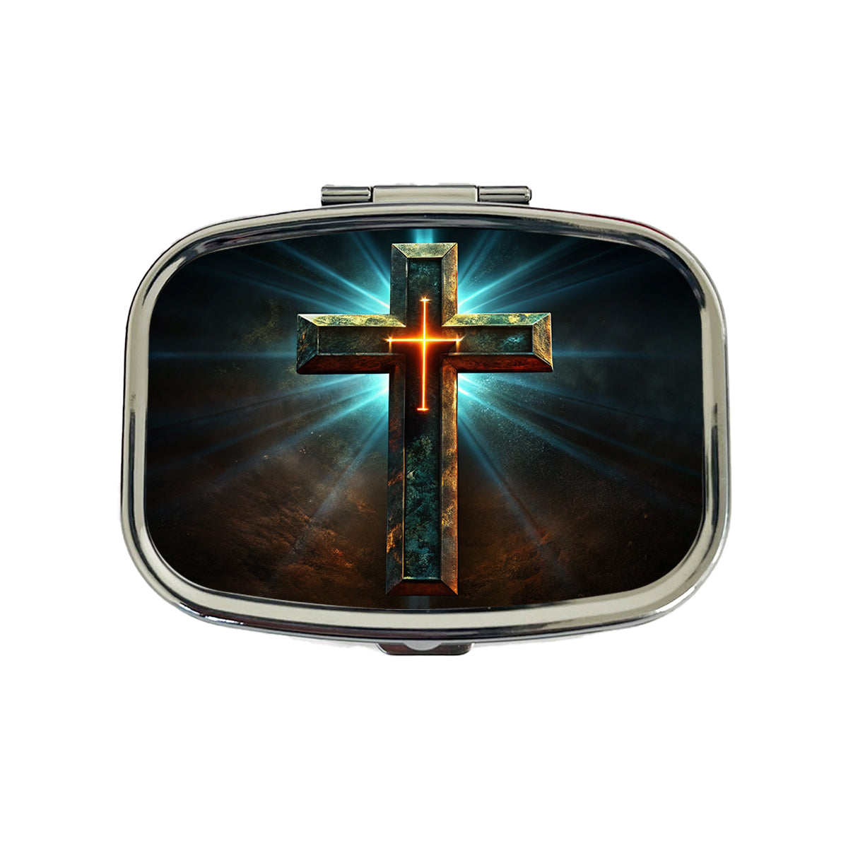 Cross On A Dark Background Religious Travel Pill Box Case