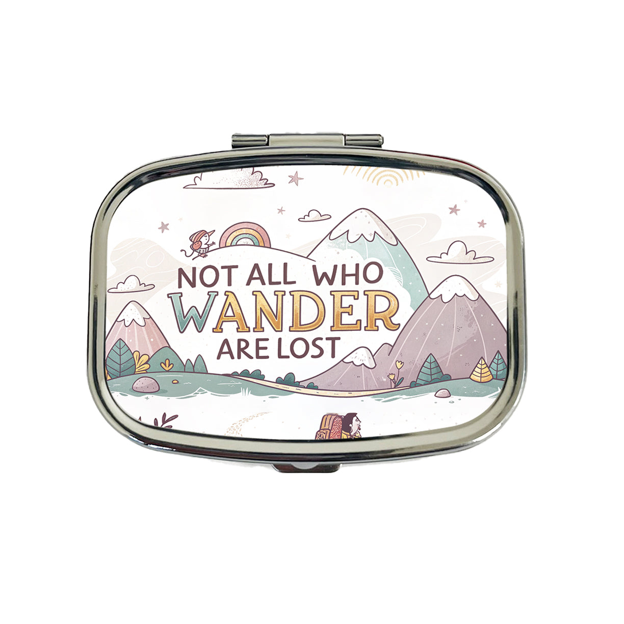 Hiking Camping Not All Who Wander Are Lost Travel Pill Box Case