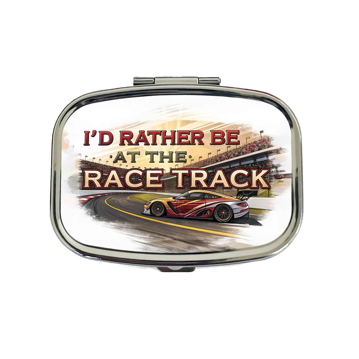 I'd Rather Be At The Race Track Car Racing Travel Pill Box Case