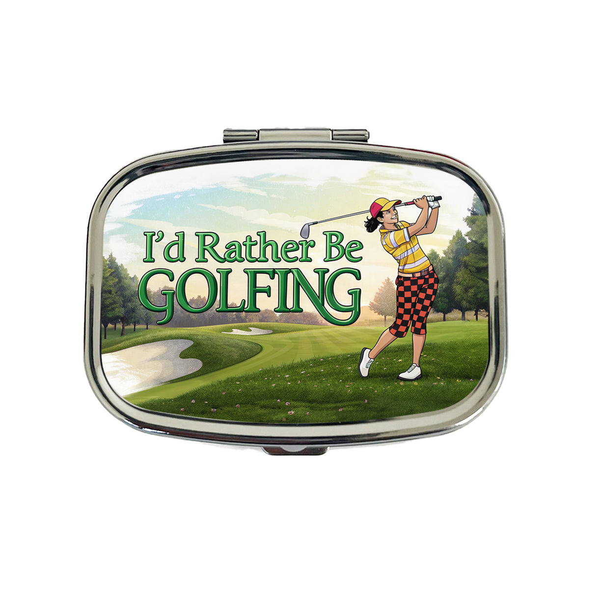 I'd Rather Be Golfing Woman Golfer Travel Pill Box Case