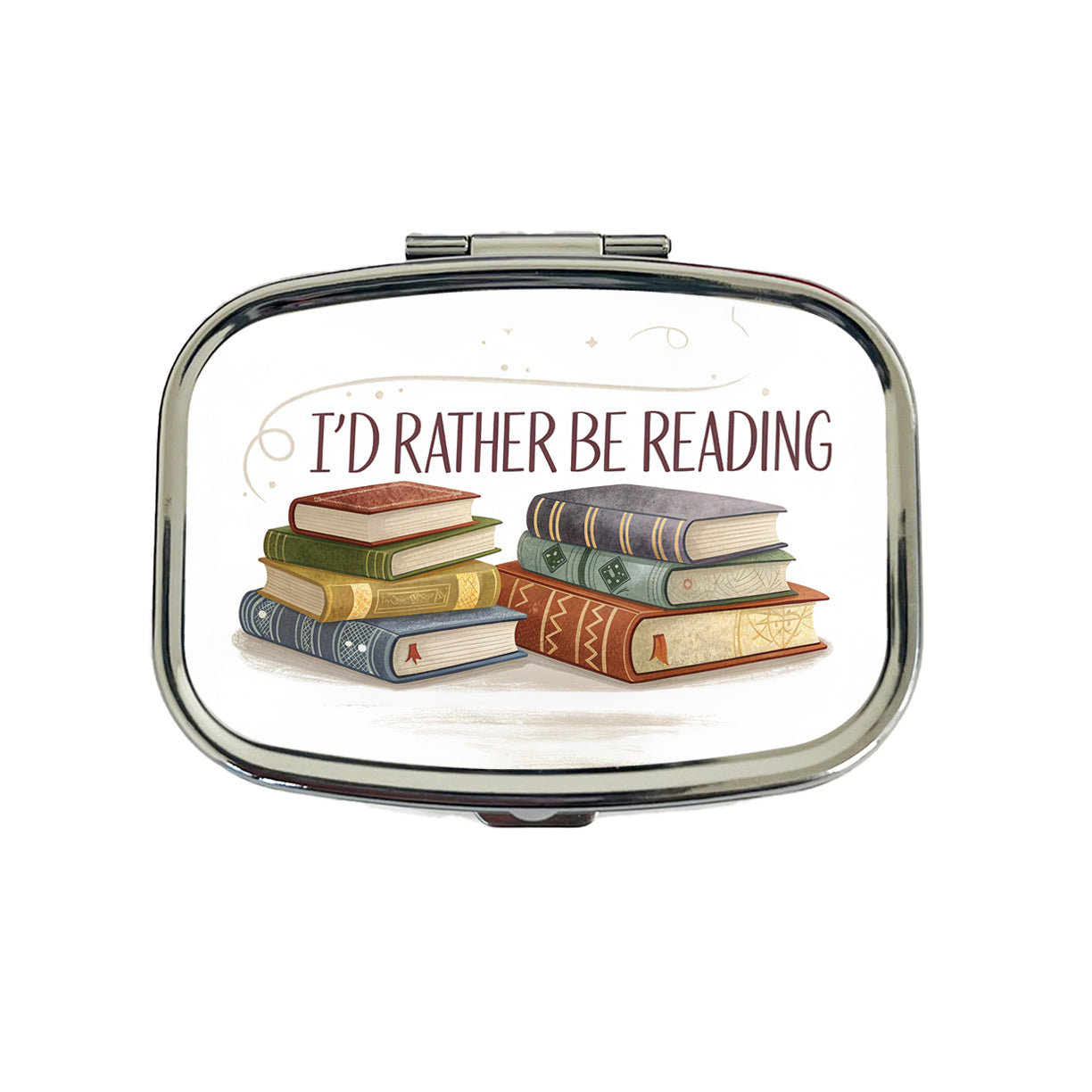 I'd Rather Be Reading Piles Of Books Design Travel Pill Box Case