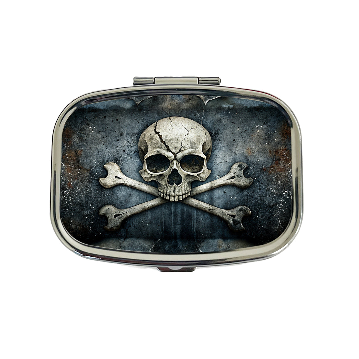 Rustic Skull And Crossbones Pirate Jolly Roger Travel Pill Box Case