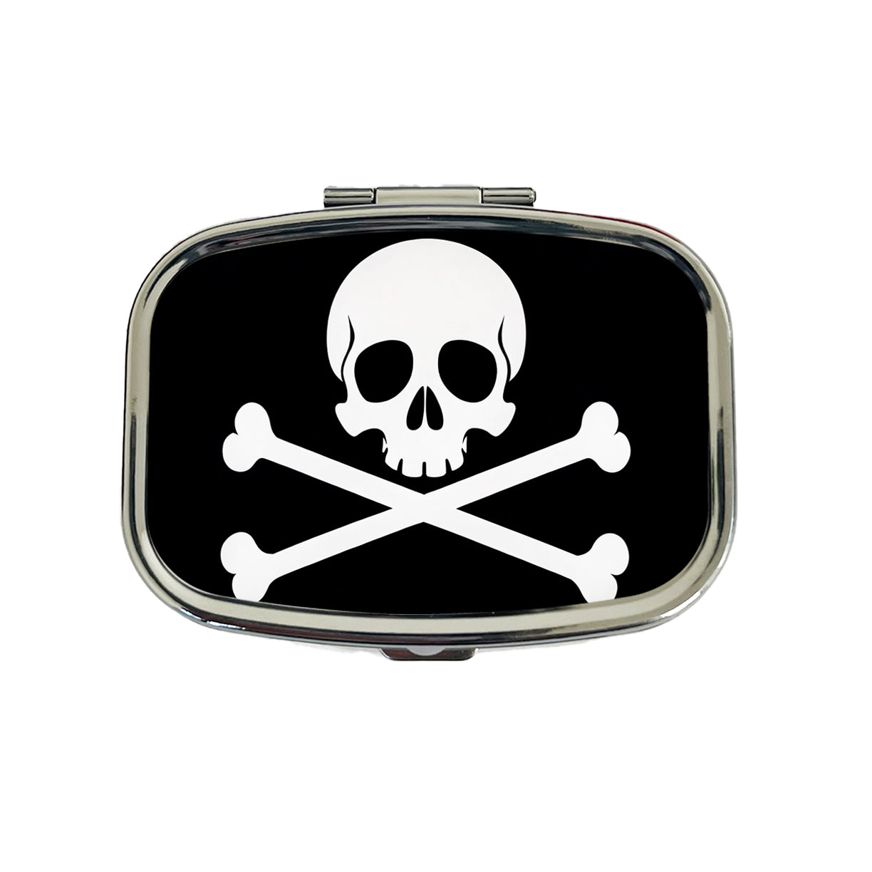 Skull And Crossbones Jolly Roger Pirate Flag Black And White Travel Pill Box Case