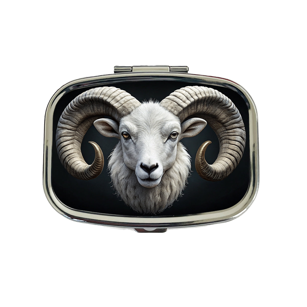 White Ram Head Travel Pill Box Case