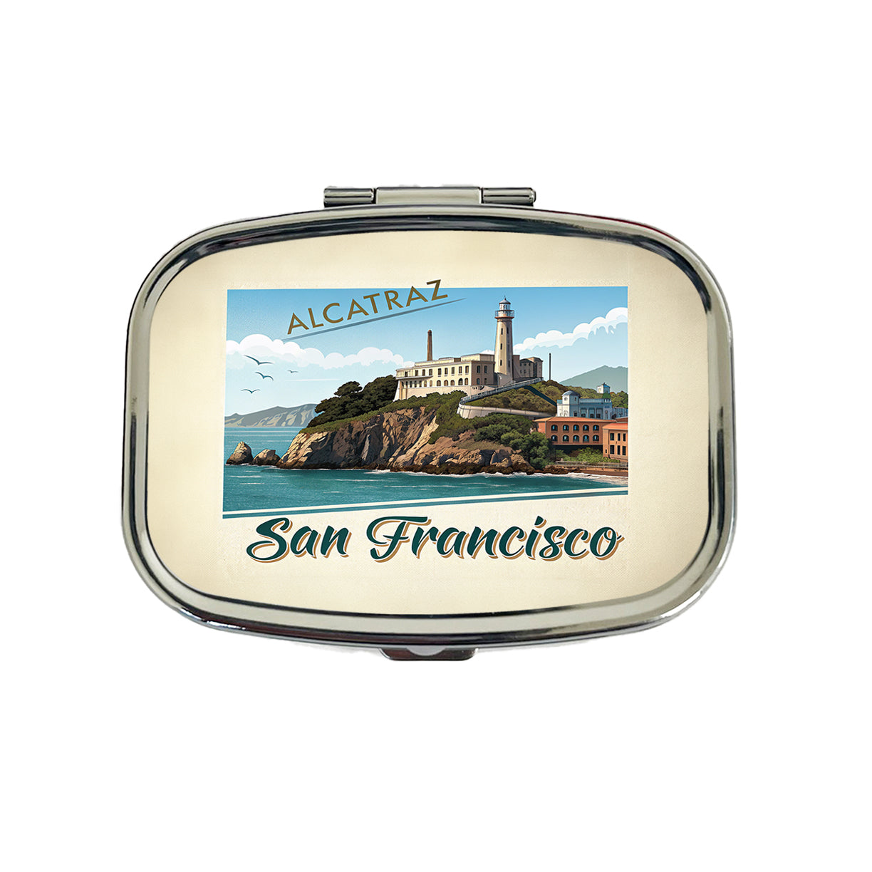 Alcatraz San Francisco Prison Travel Stamp Travel Pill Box Case