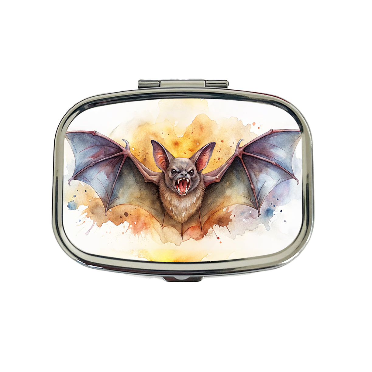 Angry Bat Watercolor Travel Pill Box Case