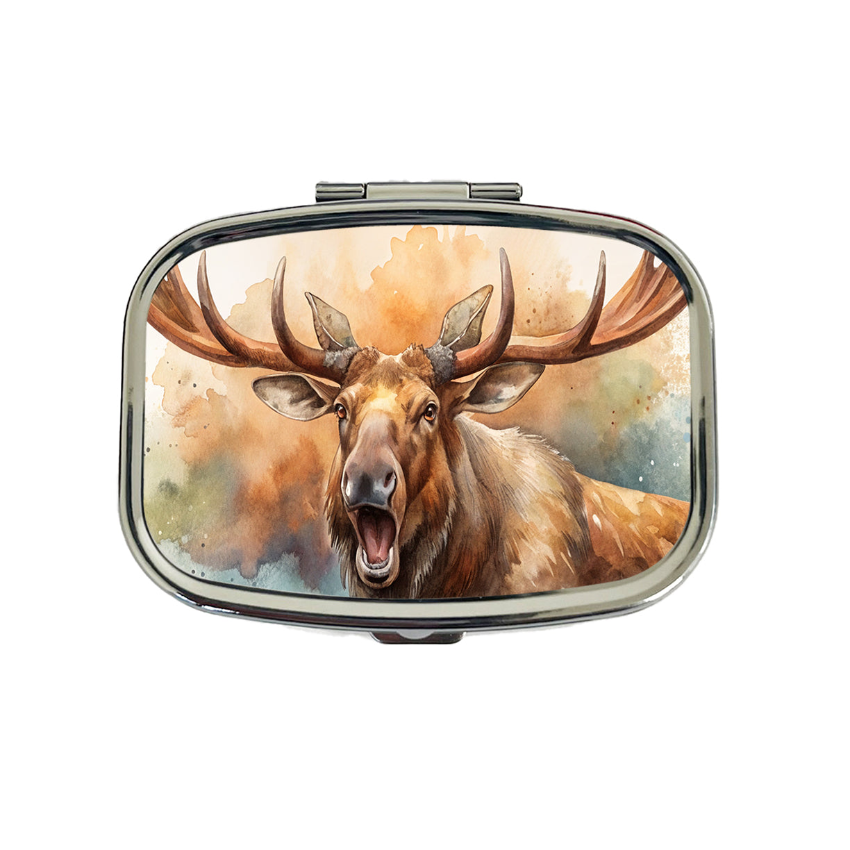 Angry Moose Watercolor Travel Pill Box Case