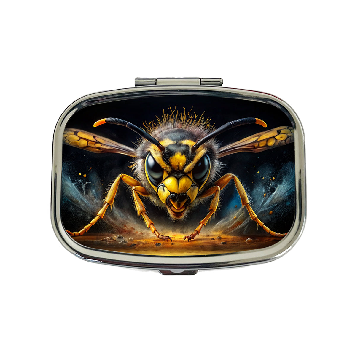 Angry Yellowjacket Watercolor Travel Pill Box Case