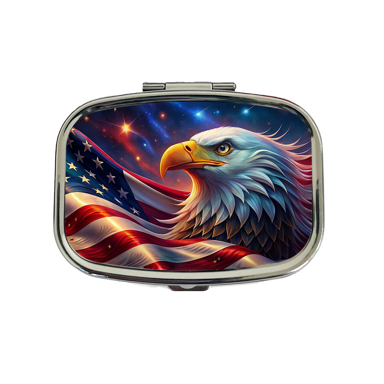 Awesome Patriotic American Flag and Bald Eagle Travel Pill Box Case