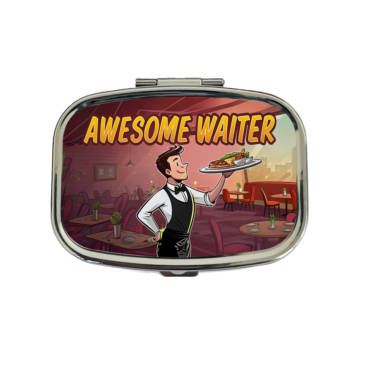 Awesome Waiter Inspirational Food Server Travel Pill Box Case