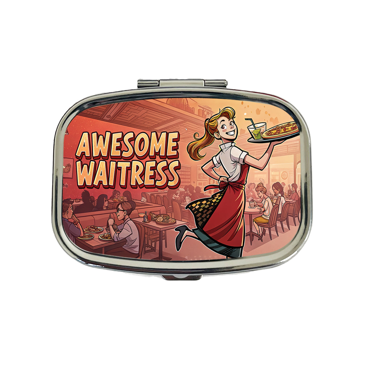Awesome Waitress Inspirational Food Server Travel Pill Box Case