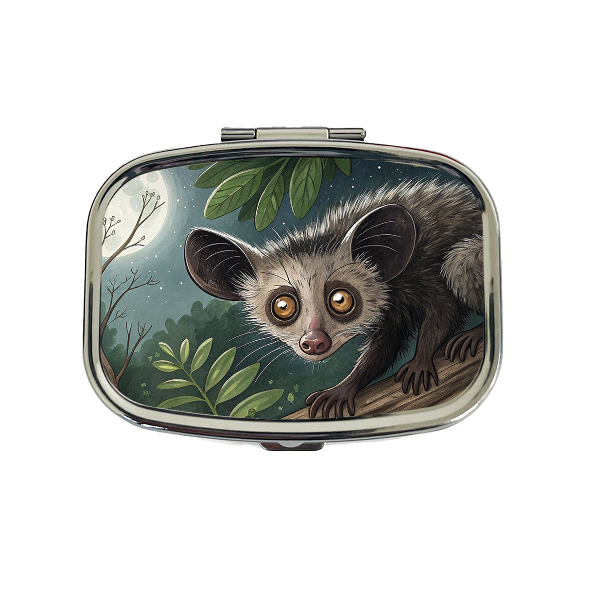 Aye Aye Long Fingered Lemur Illustration Travel Pill Box Case