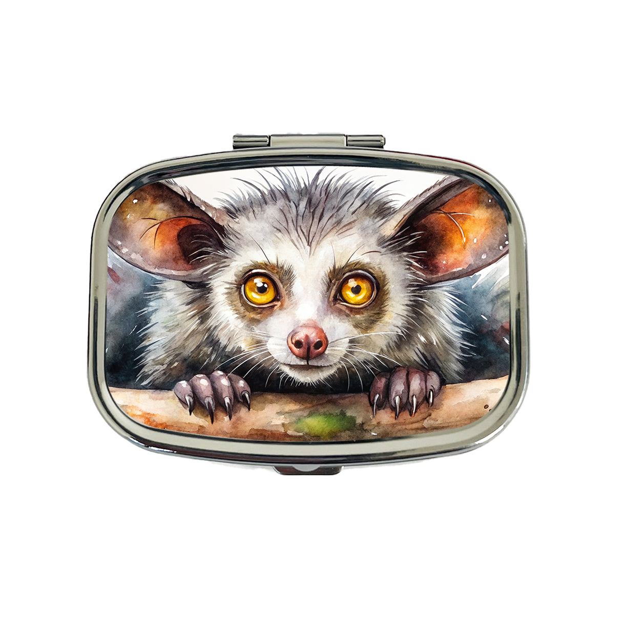 Aye Aye Long Fingered Lemur Watercolor Travel Pill Box Case