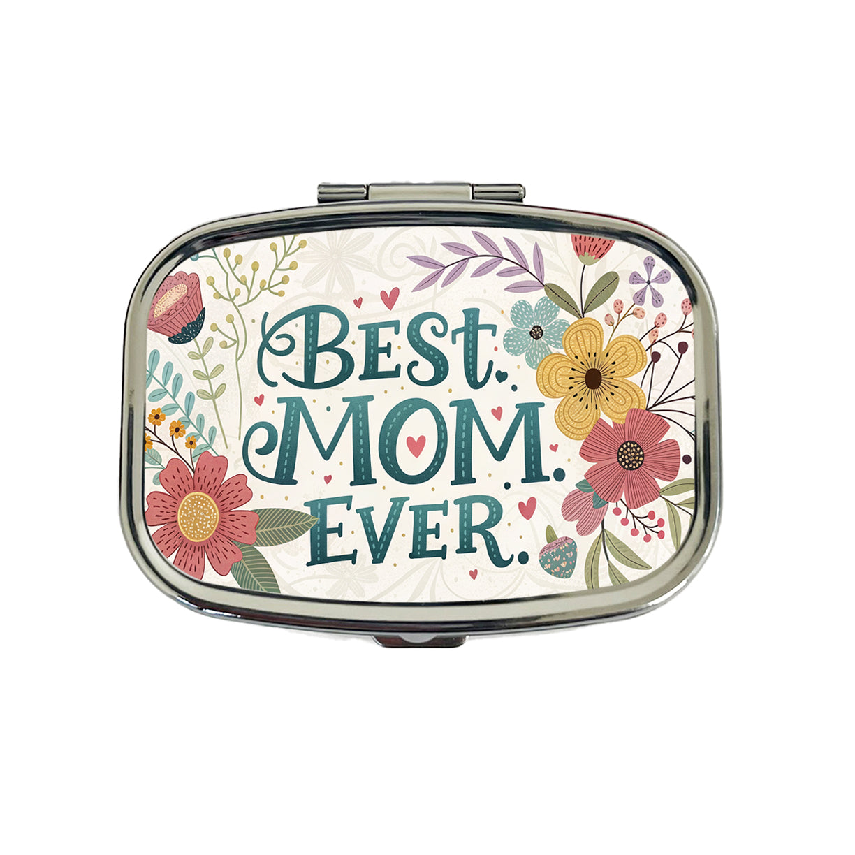 Best Mom Ever Flowers Mother's Day Travel Pill Box Case