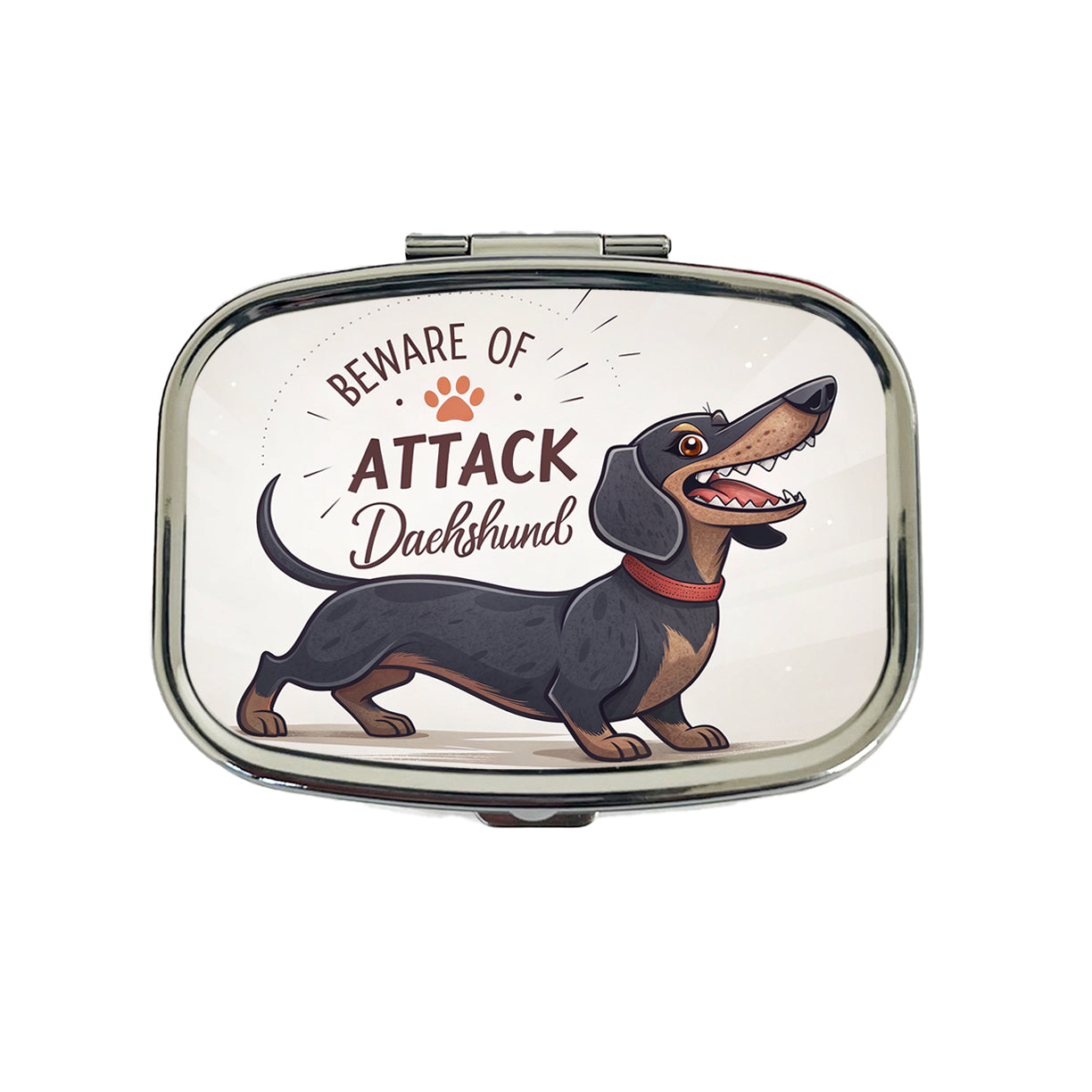 Beware Of Attack Dachshund Dog Funny Travel Pill Box Case