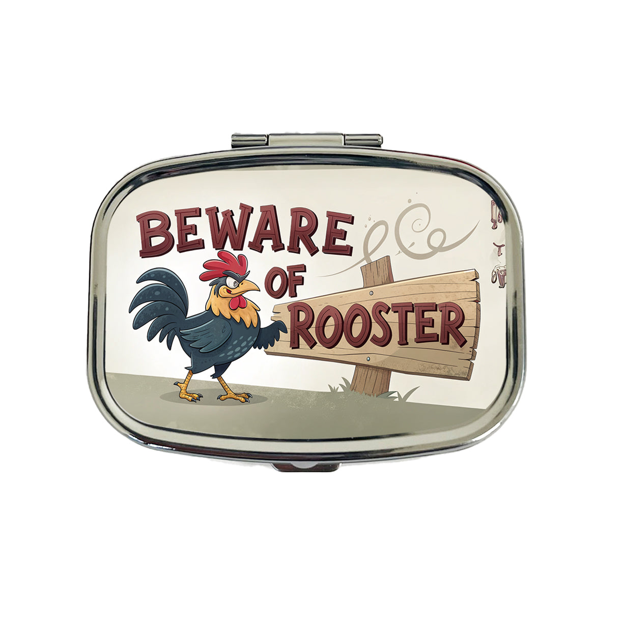 Beware Of Rooster Funny Travel Pill Box Case