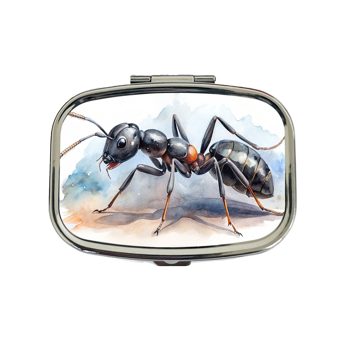 Black Carpenter Ant Watercolor Travel Pill Box Case