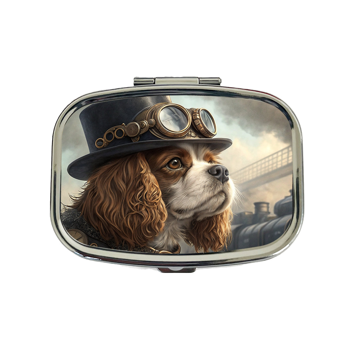 Cavalier King Charles Spaniel Dog Steampunk Travel Pill Box Case