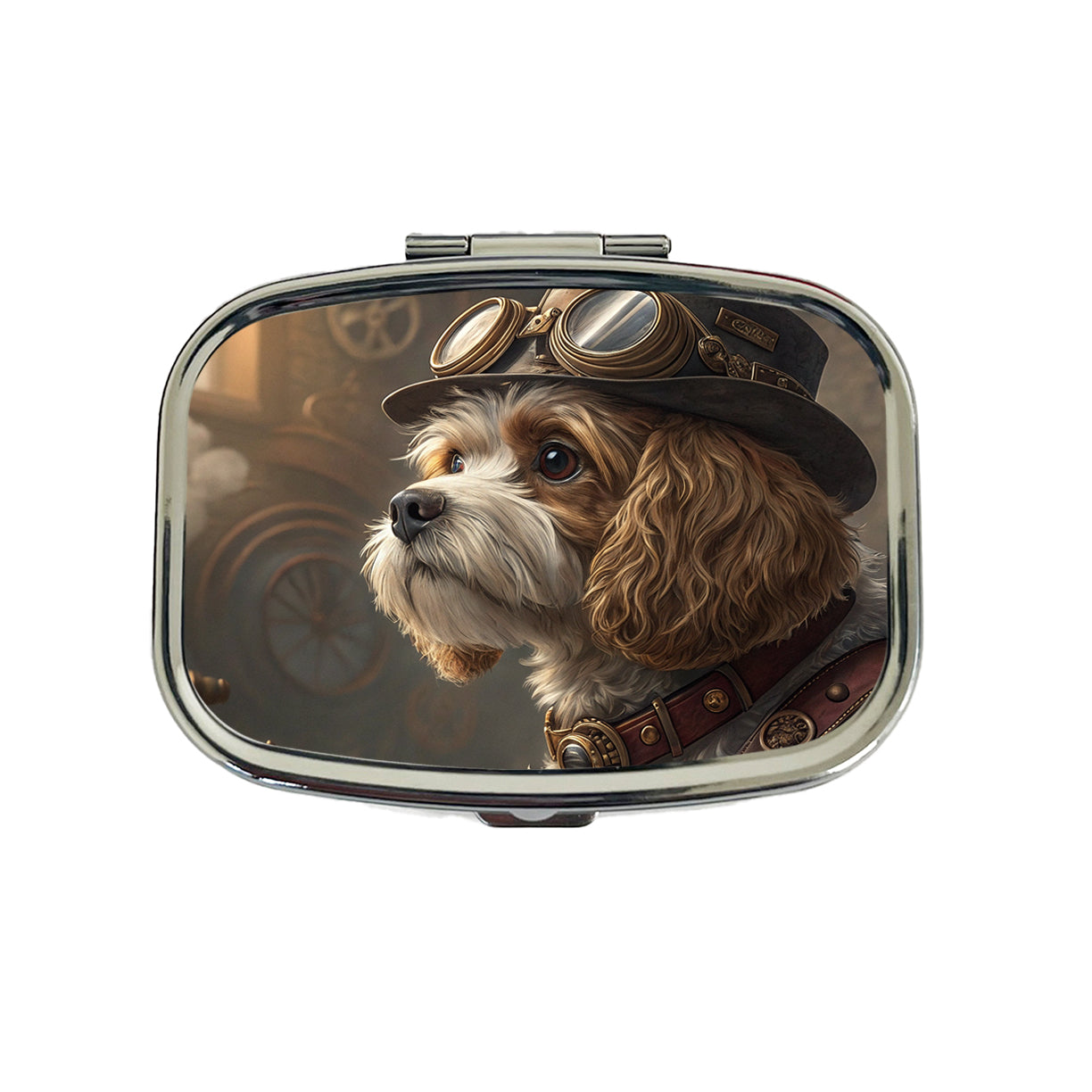 Cavapoo Dog Steampunk Travel Pill Box Case