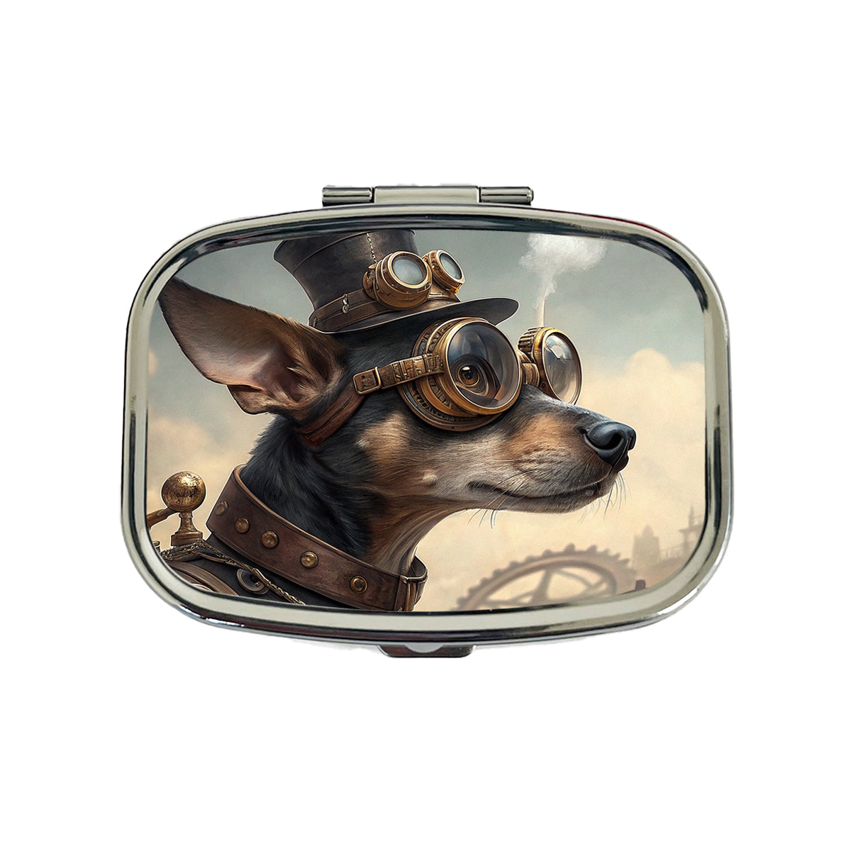Chiweenie Dog Steampunk Travel Pill Box Case