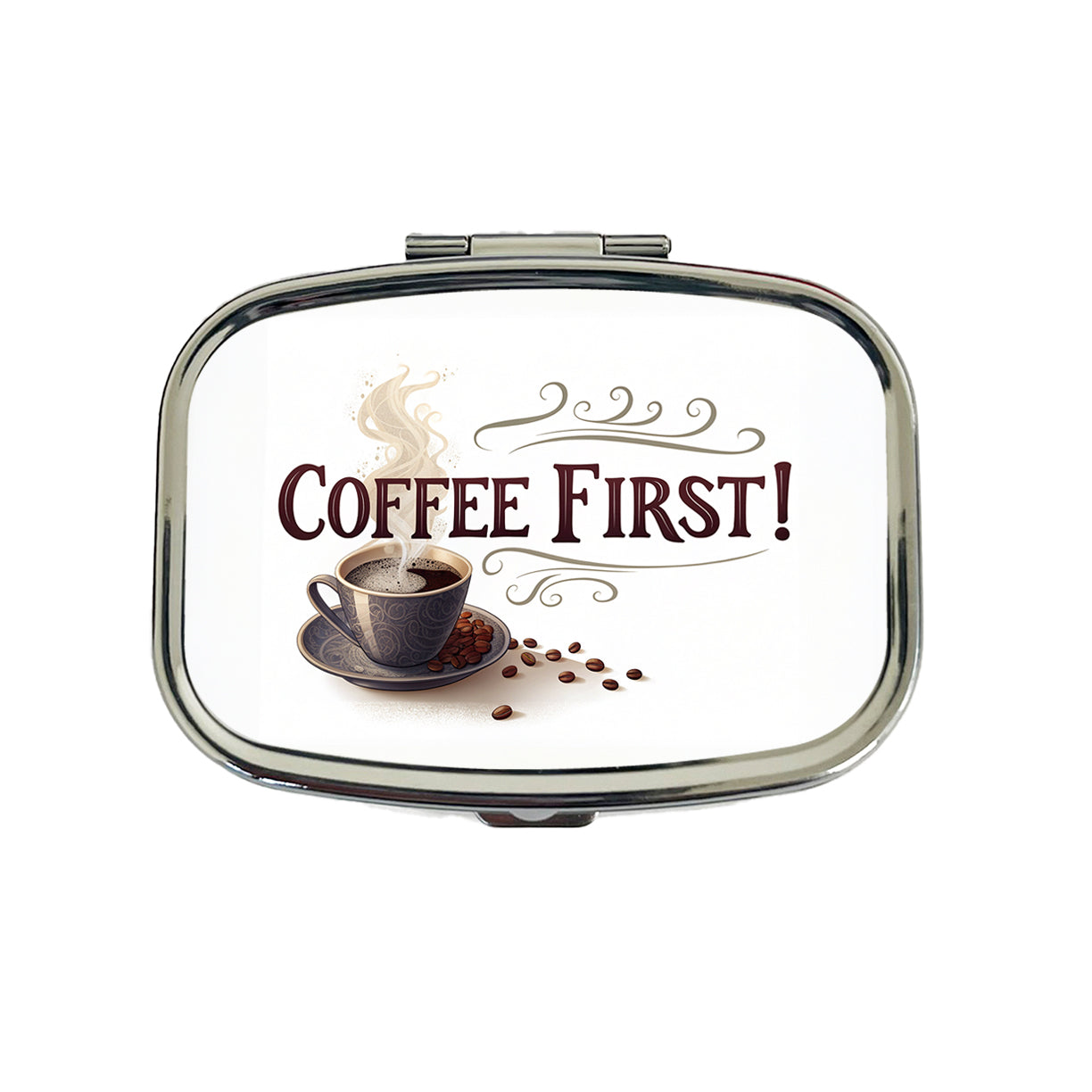 Coffee First Funny Saying Travel Pill Box Case