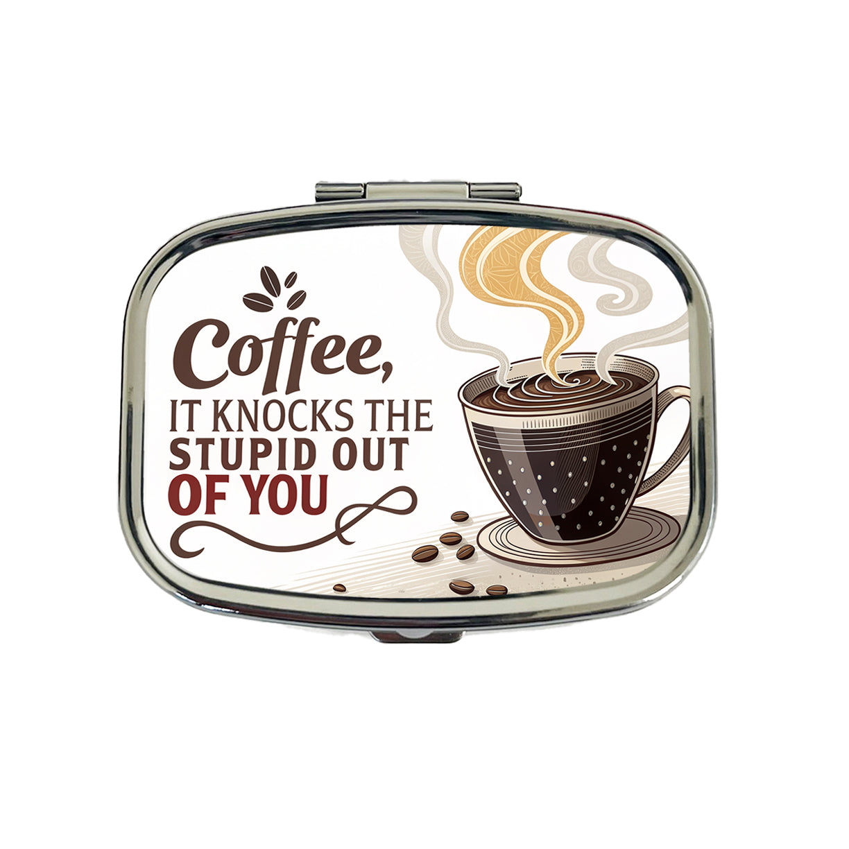 Coffee It Knocks The Stupid Out Of You Funny Saying Travel Pill Box Case