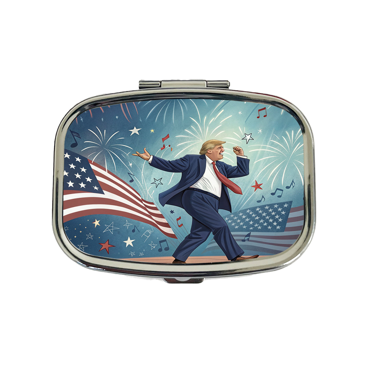 Dancing Patriotic Donald Trump Funny Travel Pill Box Case