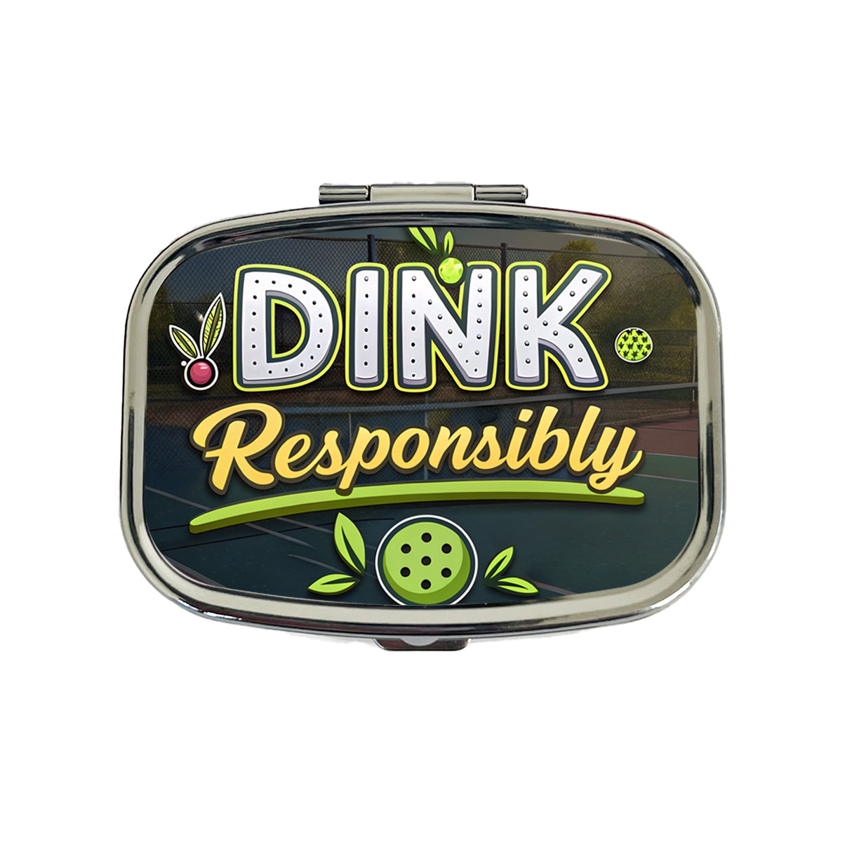Dink Responsibly Pickleball Funny Saying Travel Pill Box Case