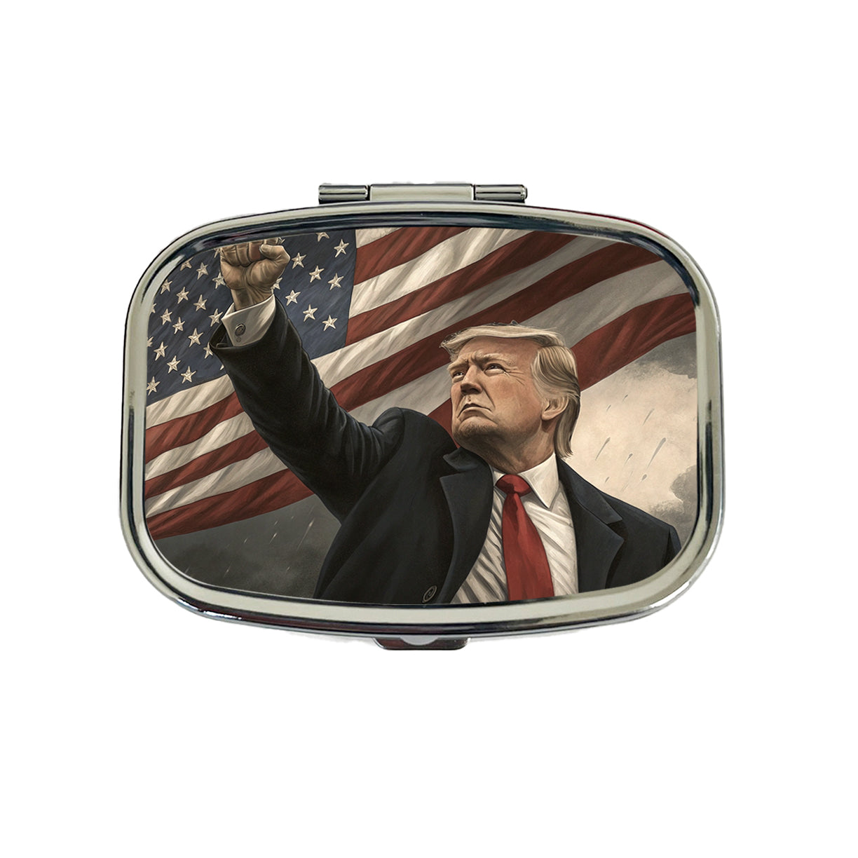 Donald Trump With Fist In The Air Patriotic Fight Travel Pill Box Case