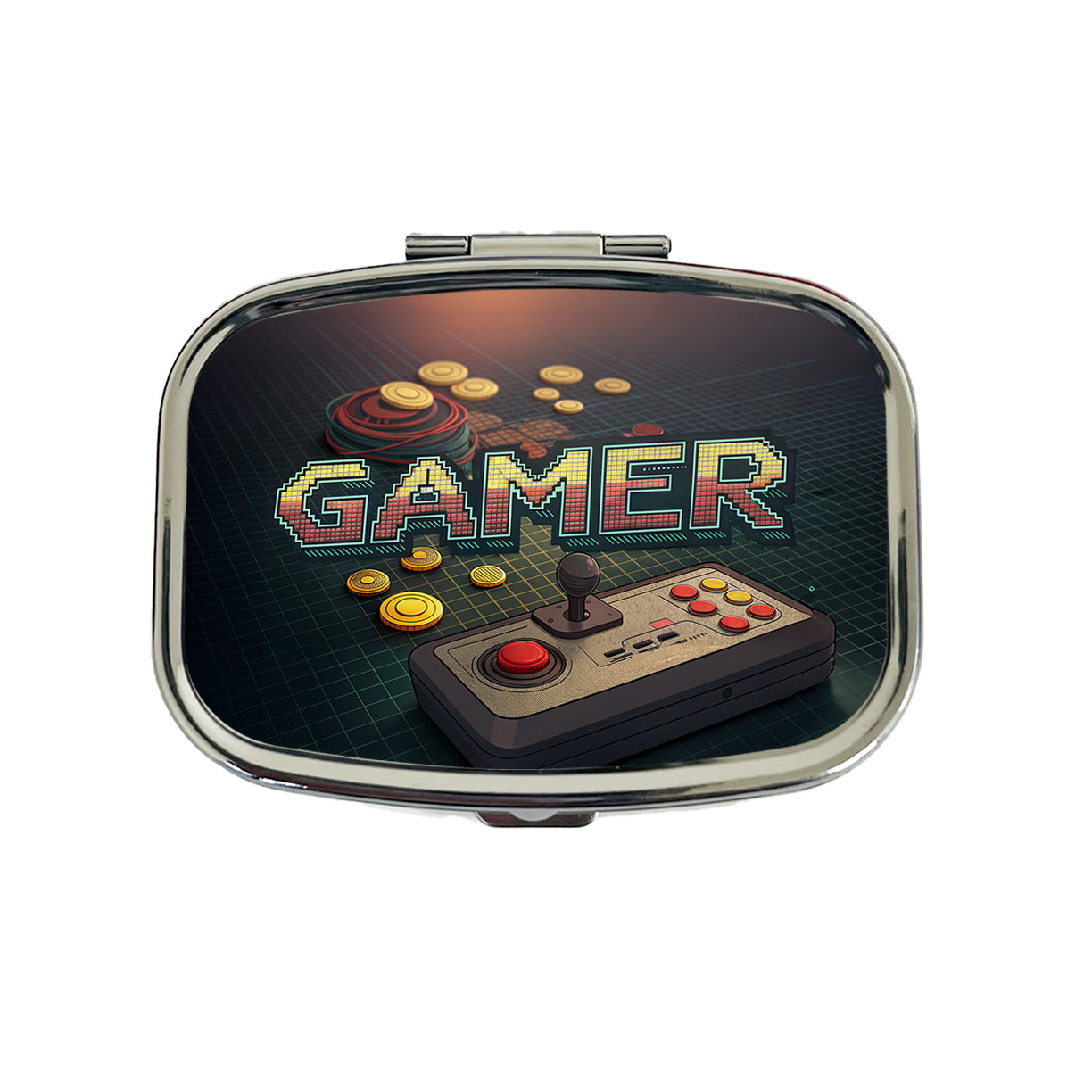 Gamer Retro Pixel Arcade Controller Travel Pill Box Case